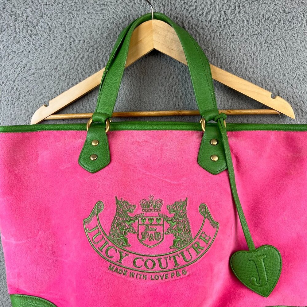 Vintage Y2K Rare Juicy Couture Pink and Green Tote Bag Purse - Picture 3 of 15